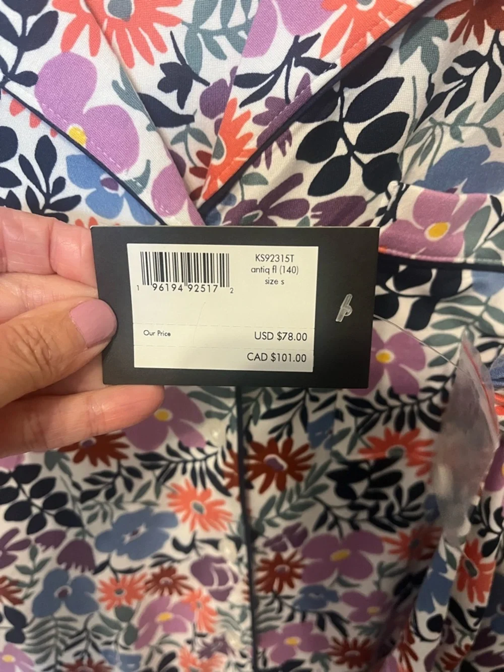 Kate Spade Antique Floral Pajama Set Sz S NWT